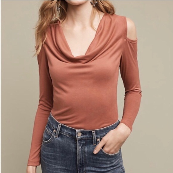 Deletta Tops - Anthropologie Deletta GREEN Cold Shoulder Cowlneck